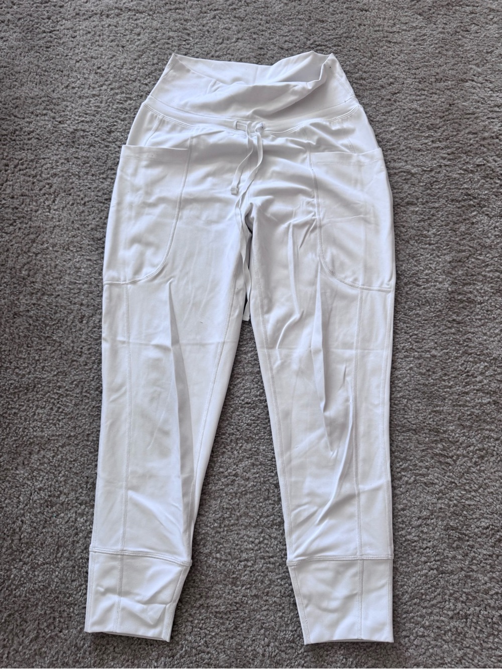 Fabletics White High-Waist Drawstring Joggers